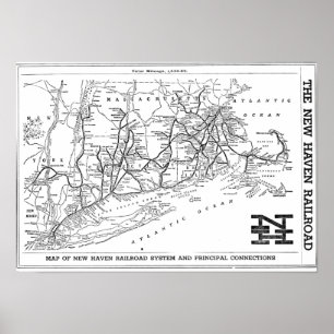 Poster do mapa da estrada de ferro 1956 de New