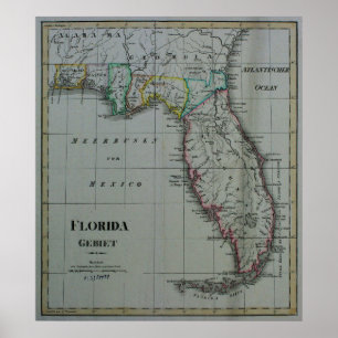 poster do Mapa da Flórida 1823