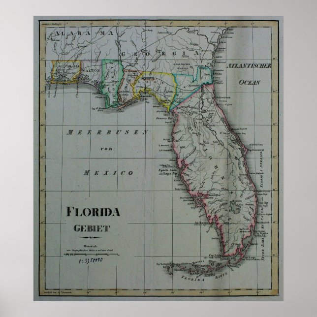 poster do Mapa da Flórida 1823 (Frente)