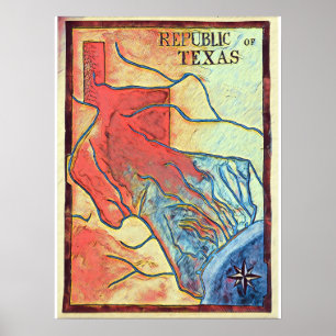 Poster do mapa da República do Texas