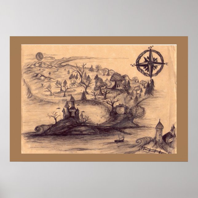 Poster do Mapa da Terra Fantasia (Frente)