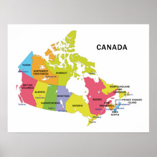 Poster do mapa de Canadá