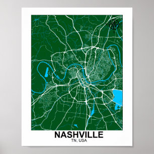 Poster do Mapa de Cidade de Nashville
