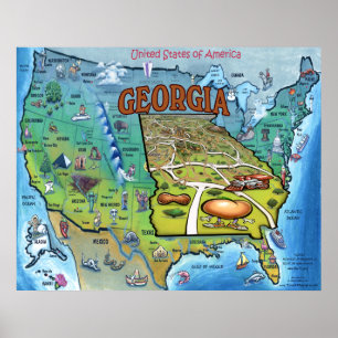 Poster do mapa de GA EUA