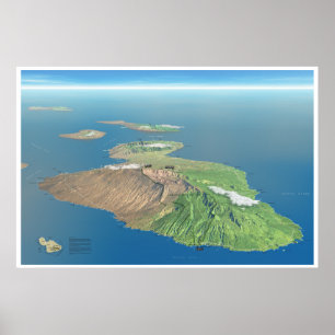 Poster do mapa de Haleakala e de Maui