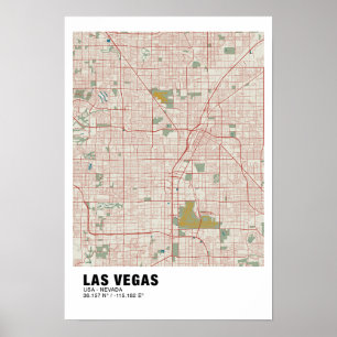 Poster do Mapa de Las Vegas - Mapa de Vintage de N