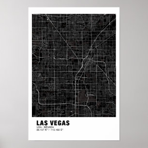 Poster do Mapa de Las Vegas - Mapa Negro de Nevada