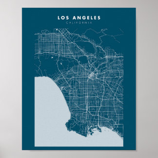 Poster do Mapa de Los Angeles Blue City