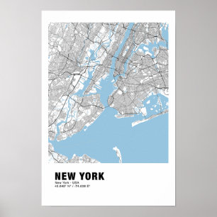 Poster do Mapa de Nova Iorque - Mapa Branco de Nov