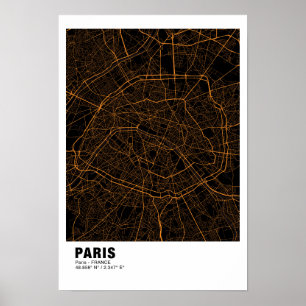 Poster do Mapa de Paris - Estilo do Mapa de Ouros 