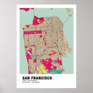 Poster do Mapa de São Francisco - Mapa Colorido da