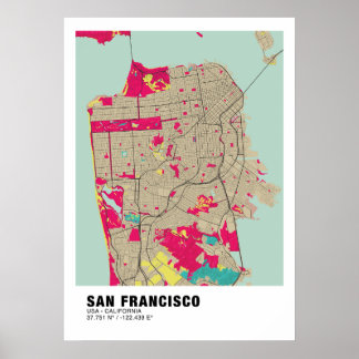 Poster do Mapa de São Francisco - Mapa Colorido da