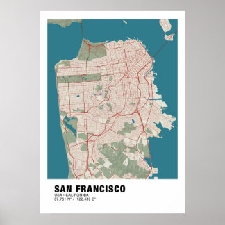 Poster do Mapa de São Francisco - Mapa do Vintage