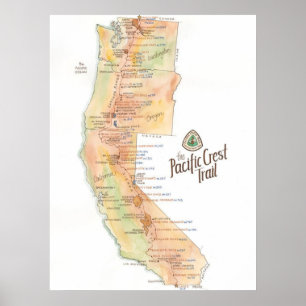 Poster do mapa de trilhos do Pacífico Crest