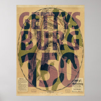 Poster do Mapa do 150º Aniversário de Gettysburg