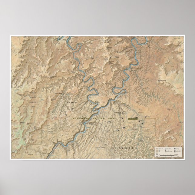 Poster do mapa do Coração de Canyonlands (Utah) (Frente)