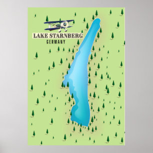 poster do mapa do estilo vintage do Lago Starnberg