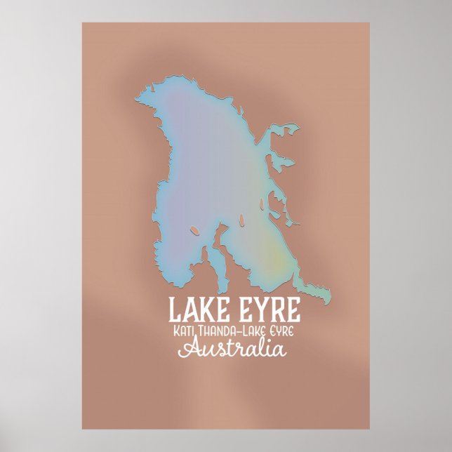 Poster do mapa do Lago Eyre Austrália (Frente)