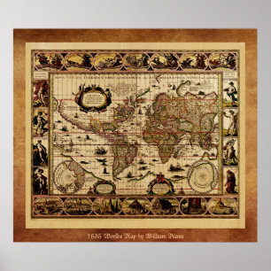 poster do Mapa do Mundo Antigo em 1635