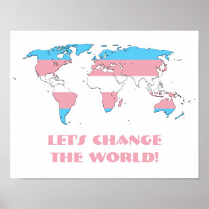 Poster do mapa do mundo do orgulho do Transgender