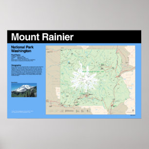 Poster do mapa do parque nacional de Monte Rainier