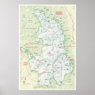 Poster do mapa do Sequoia e Kings Canyon