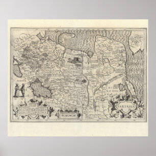 Poster do Mapa do Tartário do Vintage