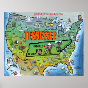 Poster do mapa do TN EUA