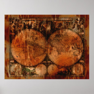 Poster do Mapa do Velho Mundo do Arty Vintage