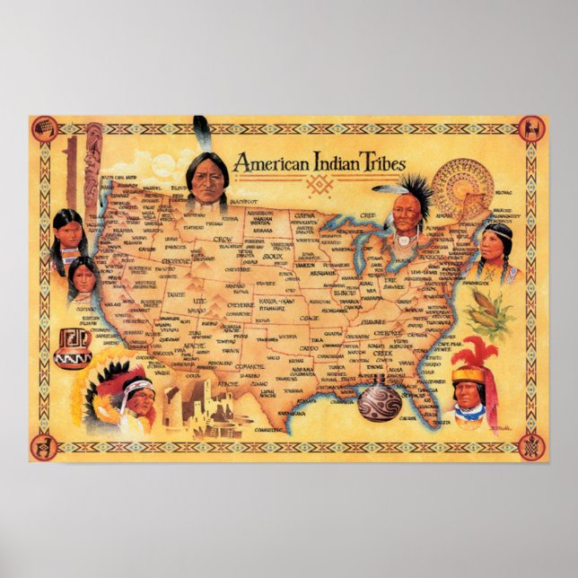Poster do Mapa dos Índios Americanos (Frente)