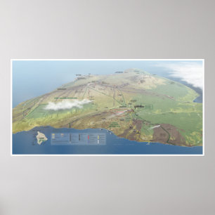 Poster do mapa dos vulcões de Havaí