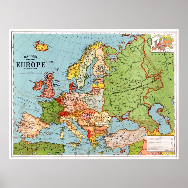 Poster do Mapa Europeu de Bacon (Frente)