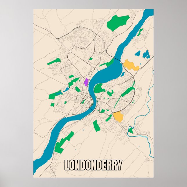 Poster do Mapa Londonderry (Frente)