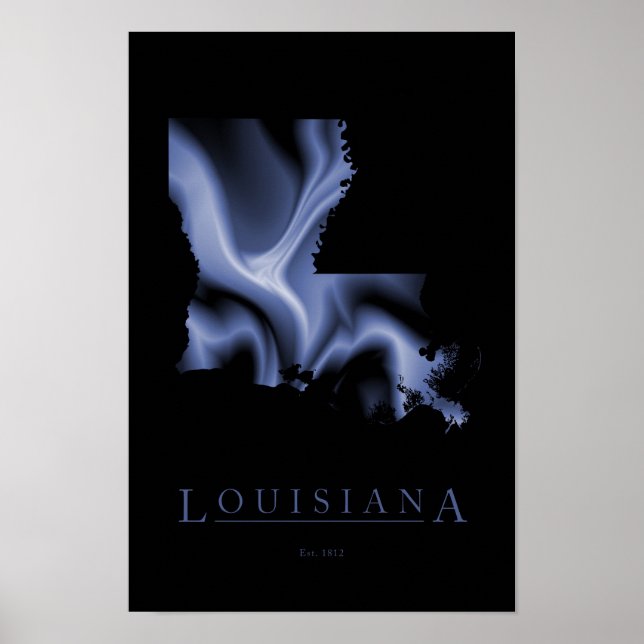 Poster do Mapa Moderno da Louisiana (Frente)