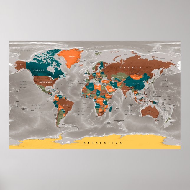 Poster do Mapa Mundial (Frente)