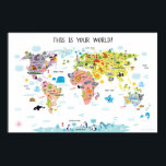 Poster do Mapa Mundial das Crianças para Meninas<br><div class="desc">O Poster do Mapa Mundial das Crianças com Animais e Marcas para Meninas e o Mapa do Mundo Animal para Crianças Poster de Sala de Reprodução, Bebê Presente, Mapa Mundial de Arte, Oferta Única de Bebês, Enfermeira Décor, Playroom Décor, Primeiro Mapa Mundial de Presentes de Aniversário para Rapsa é uma...</div>