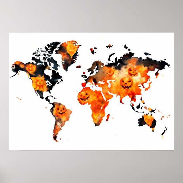 Poster do Mapa Mundial de Arte da Parede do Pod da (Frente)