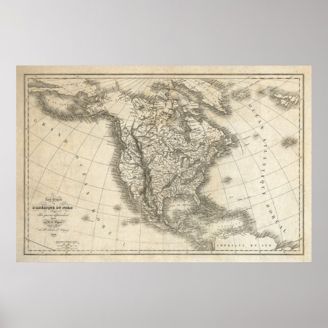 Poster do Mapa Vintage Norte-Americano (Frente)