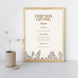 Poster do Menu Amizade de Boho Floral de Queda