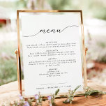 POSTER do Menu de Casamento da Caligrafia Elegante<br><div class="desc">Este cartaz de cardápio de casamento imprimível apresenta uma elegante fonte caligráfica e um design moderno mínimo com uma redação totalmente editável. Altere facilmente as fontes, as cores da fonte e a cor do plano de fundo para corresponder ao estilo do evento. A combinação simples de cores preto e branco...</div>