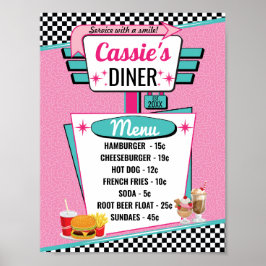 poster do menu Diner Vintage da década de 1950
