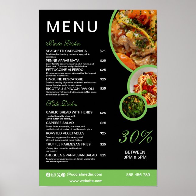 Poster do menu do Elegant Restaurant Personalizáve (Frente)