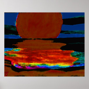 Poster do oceano de CricketDiane - por do sol do