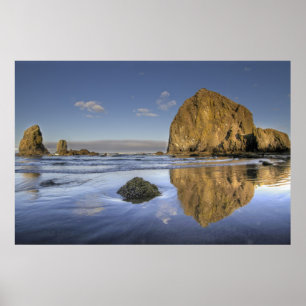 Poster do Oceano Pacífico de Oregon da maré baix