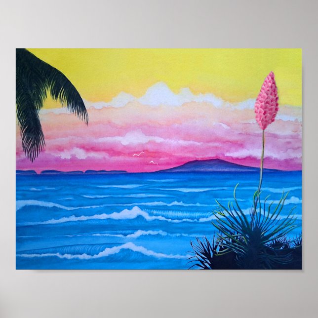 Poster do Oceano Sunset (Frente)