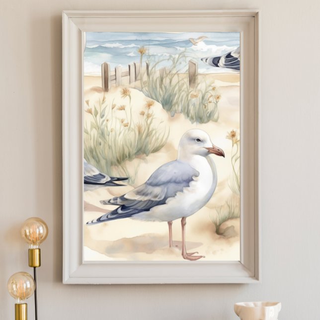 Poster do Ocecolor Ocean Beach Seagull (Criador carregado)