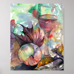Póster Do outono de vinho do vidro vida ainda