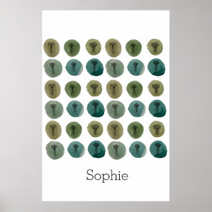 Poster do padrão de porta de aquarela