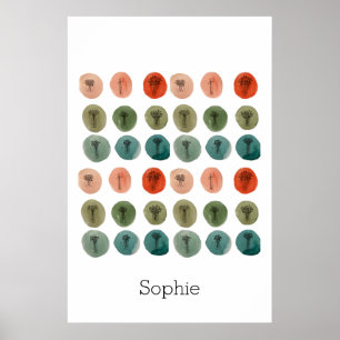 Poster do padrão de porta de aquarela