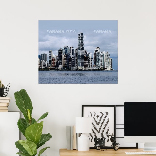 Poster do Panamá Skyline sem texto personalizável (Escritório em casa)